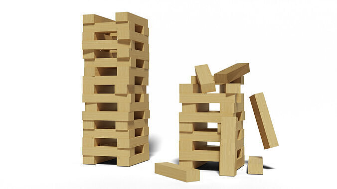 Jenga Tower Game Ready UV Mapped with Textures Free low-poly 3D model