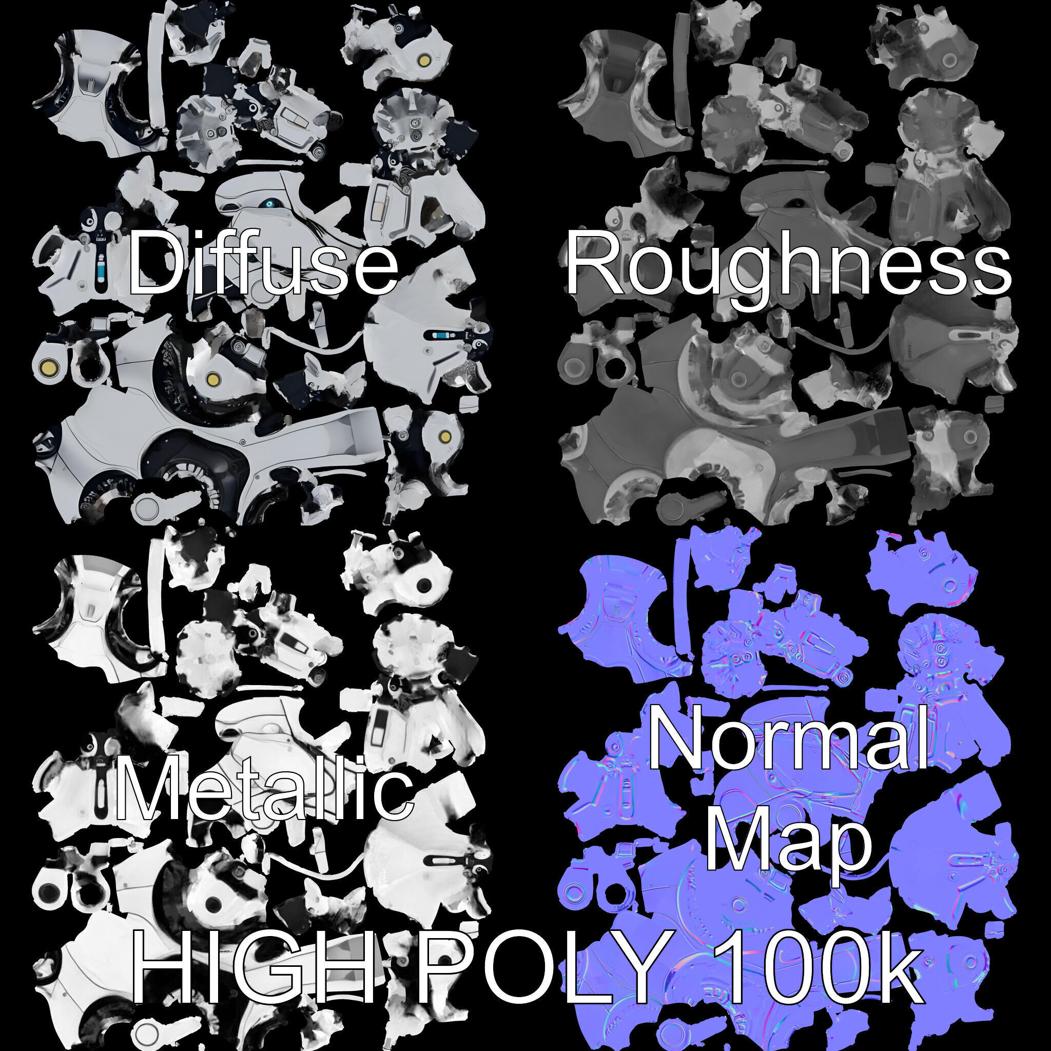 Futuristic Robotic Animal Model Pack for Game and Animation Low-poly 3D model_2