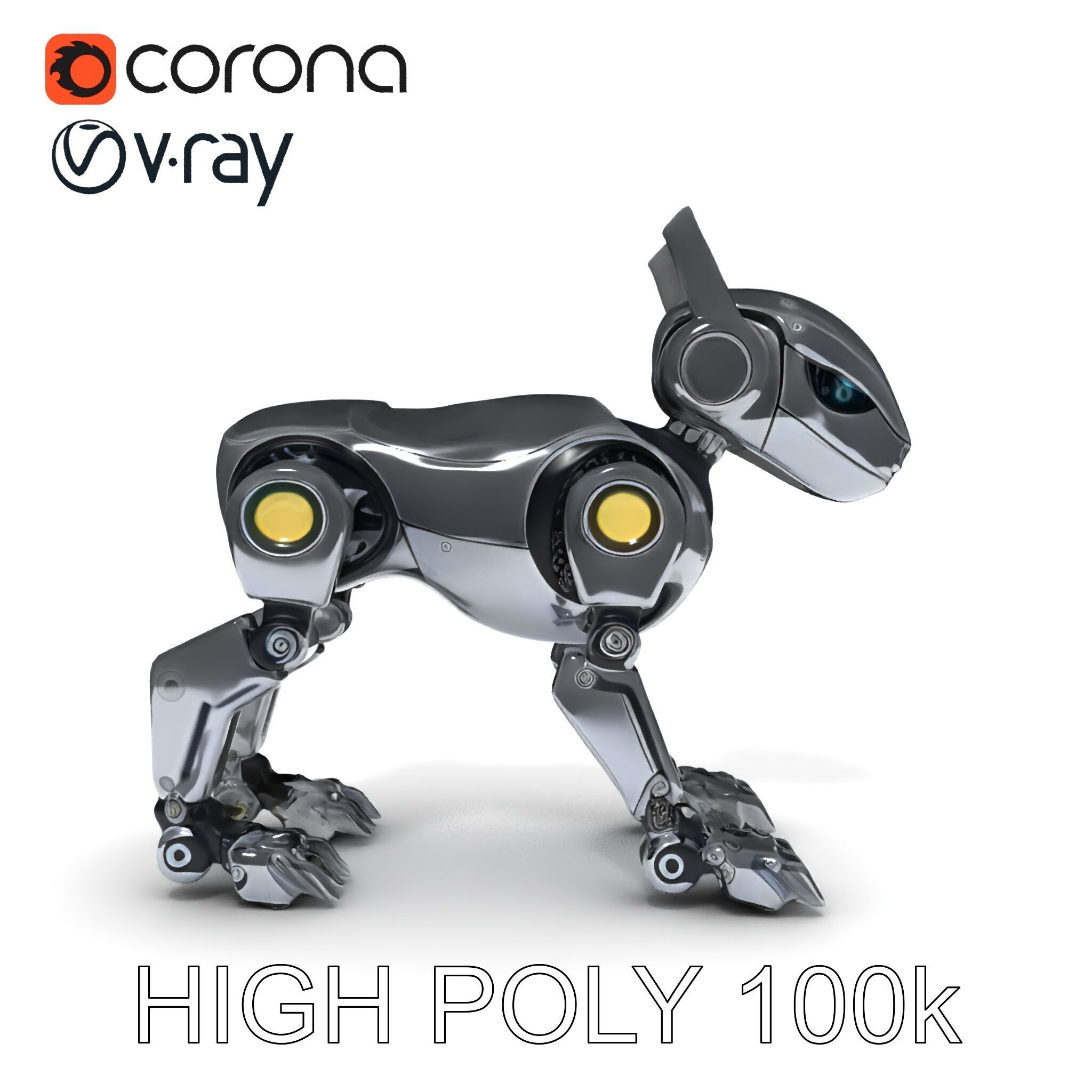 Futuristic Robotic Animal Model Pack for Game and Animation Low-poly 3D model_34