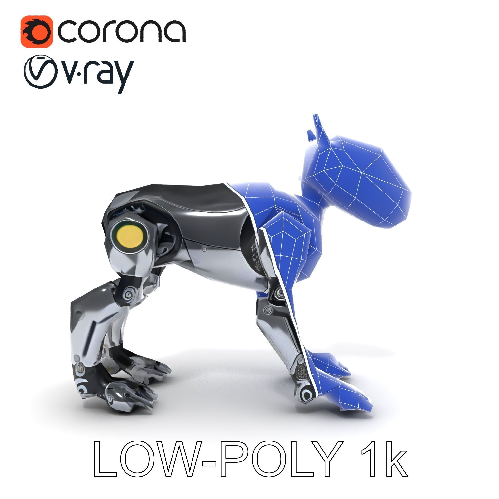 Futuristic Robotic Animal Model Pack for Game and Animation Low-poly 3D model_25