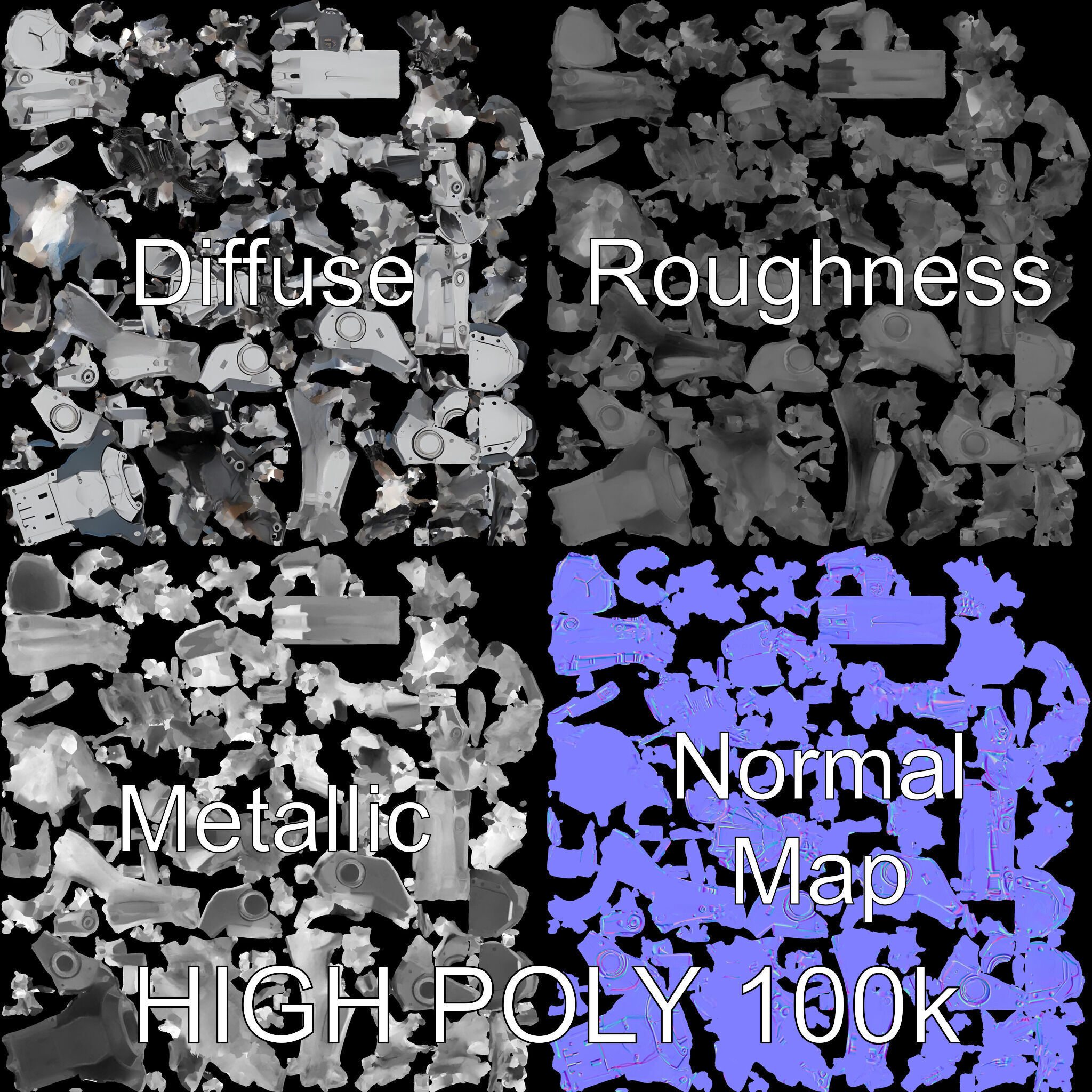 Futuristic Robotic Animal Model Pack Low-poly 3D model_2