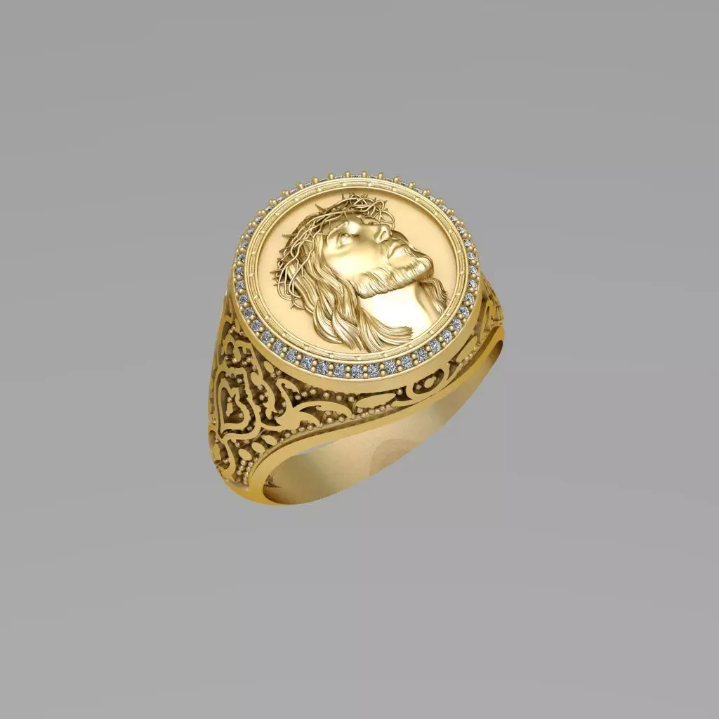 Jesus diamond Ring 3D print model 3D print model