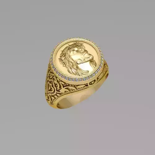 Jesus diamond Ring 3D print model