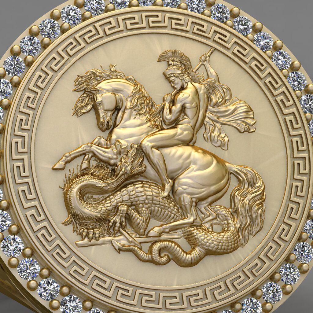 Saint Diamond ring George 3D print model 3D print model_2