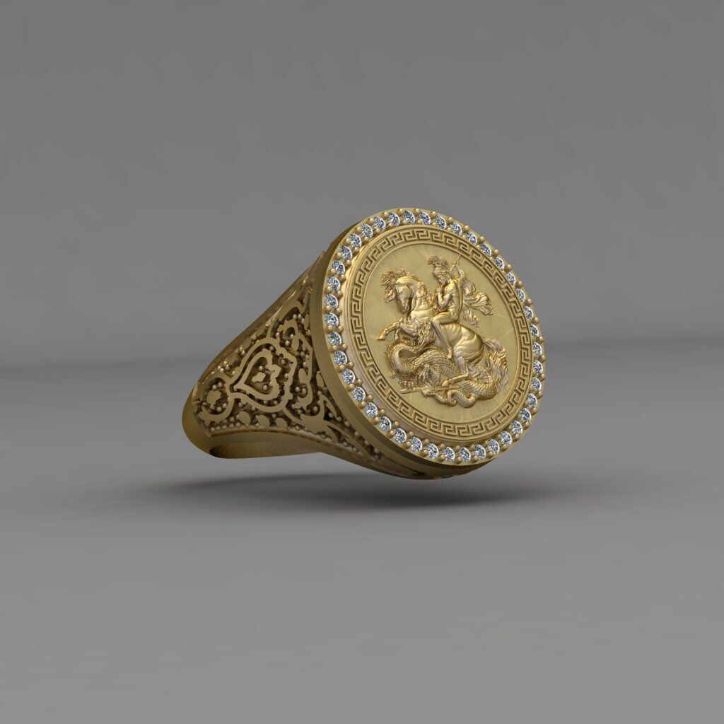 Saint Diamond ring George 3D print model 3D print model_3