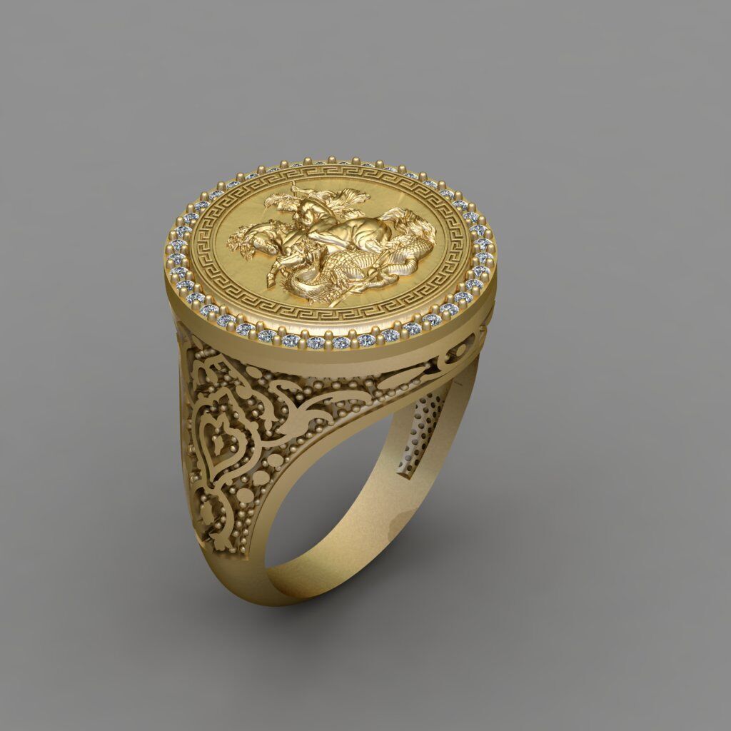 Saint Diamond ring George 3D print model 3D print model_8