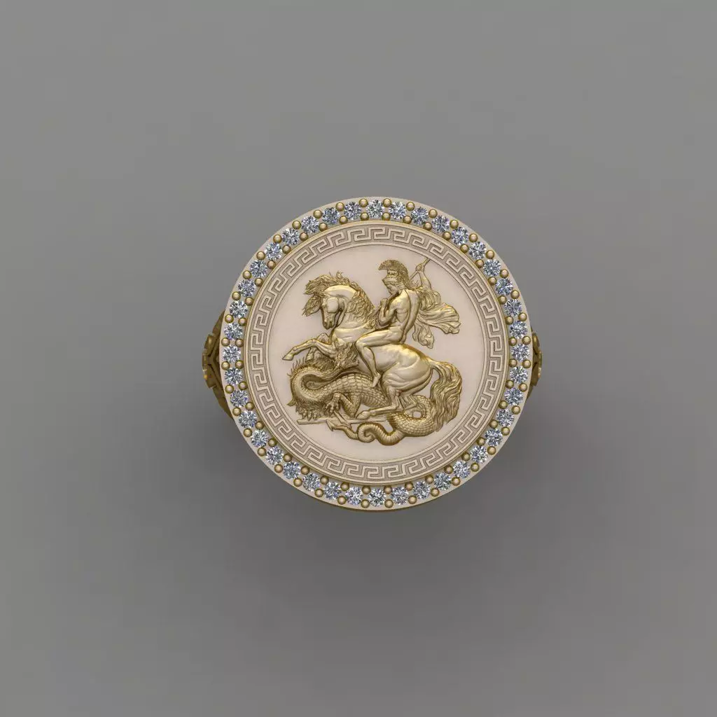 Saint Diamond ring George 3D print model 3D print model_0