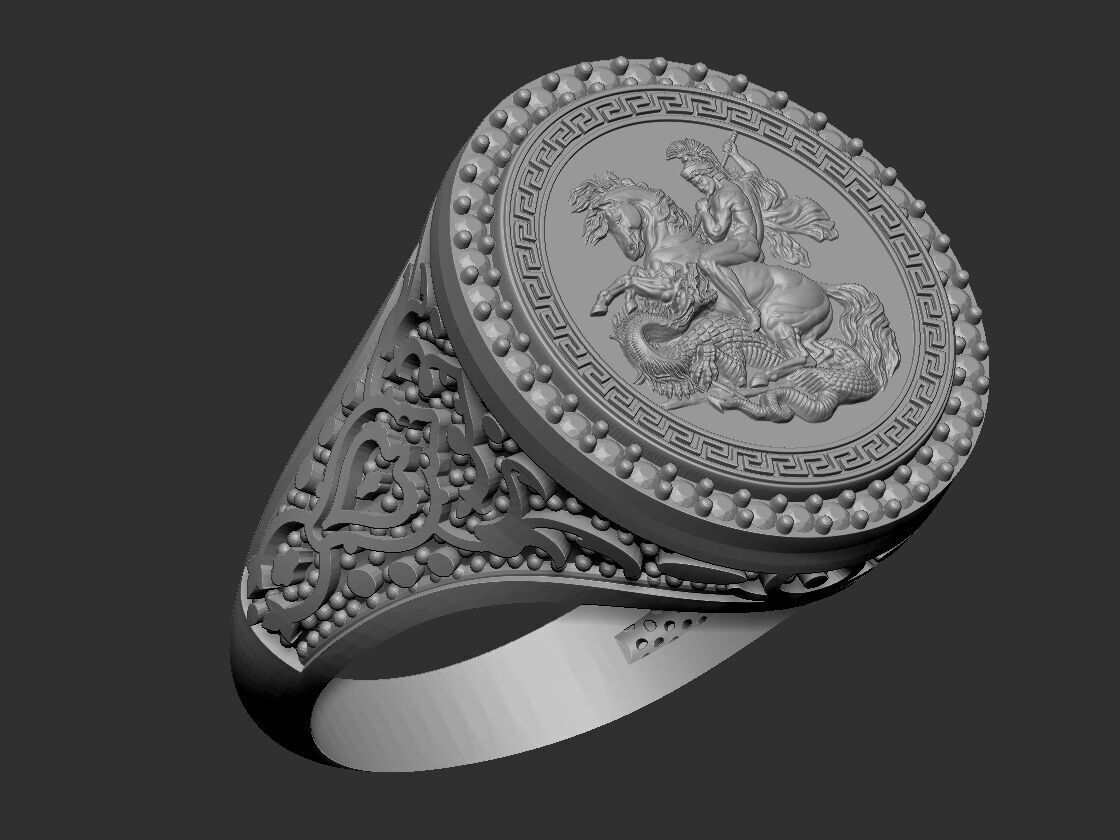 Saint Diamond ring George 3D print model 3D print model_9