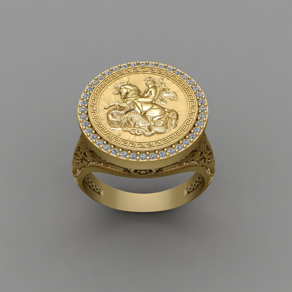 Saint Diamond ring George 3D print model 3D print model_1