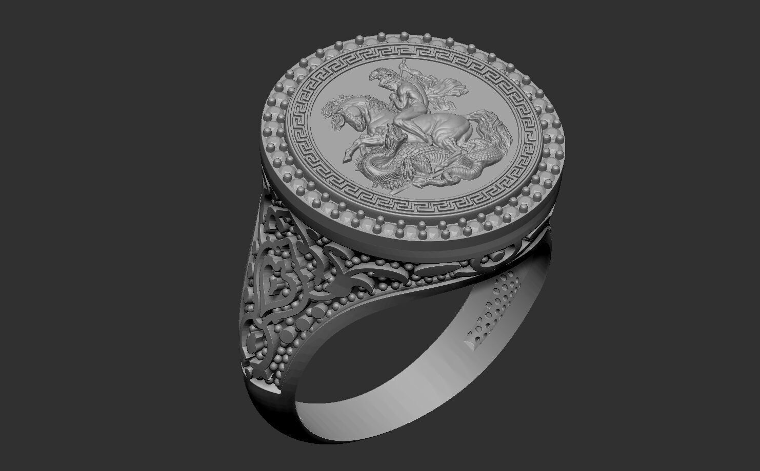 Saint Diamond ring George 3D print model 3D print model_13