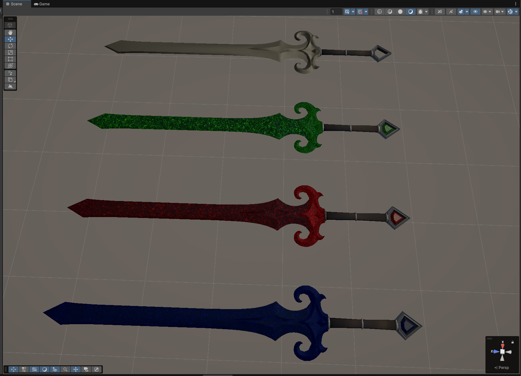 Two-hand swords pack 4 in 1 Low-poly 3D model_19