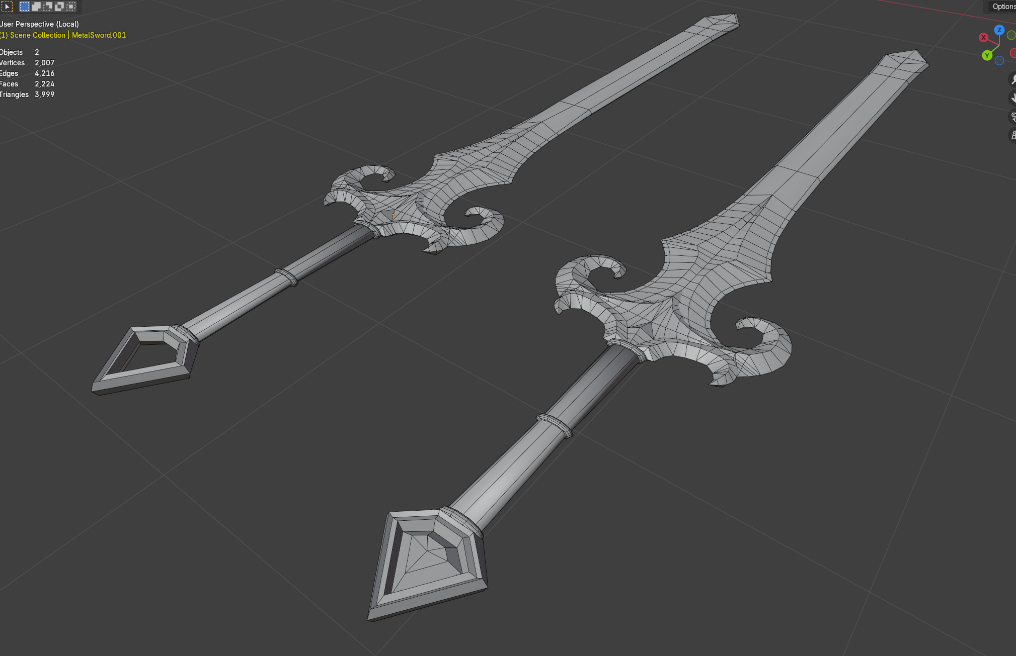 Two-hand swords pack 4 in 1 Low-poly 3D model_3