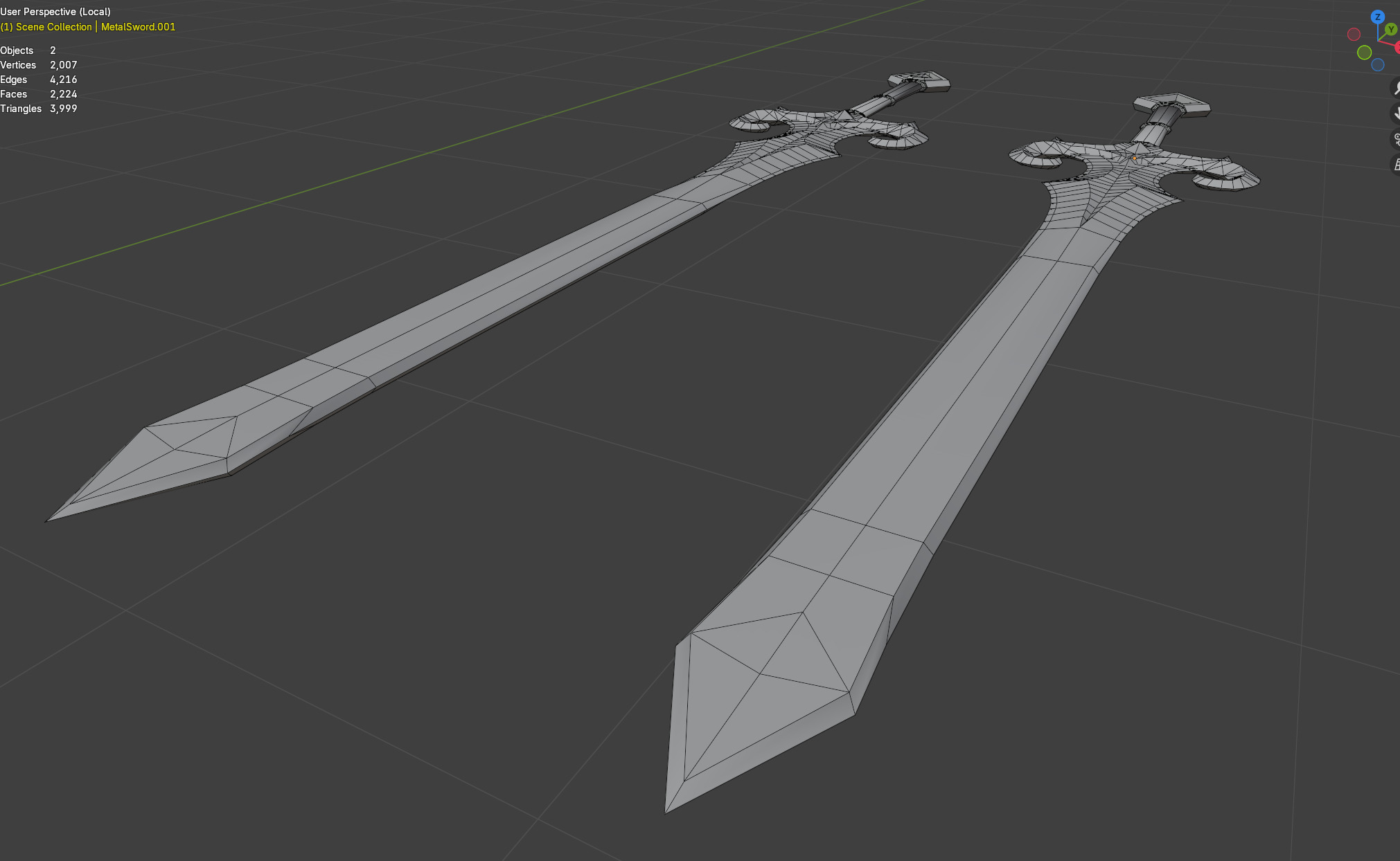 Two-hand swords pack 4 in 1 Low-poly 3D model_4