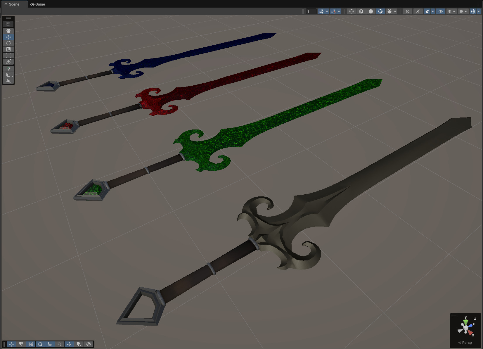 Two-hand swords pack 4 in 1 Low-poly 3D model_17