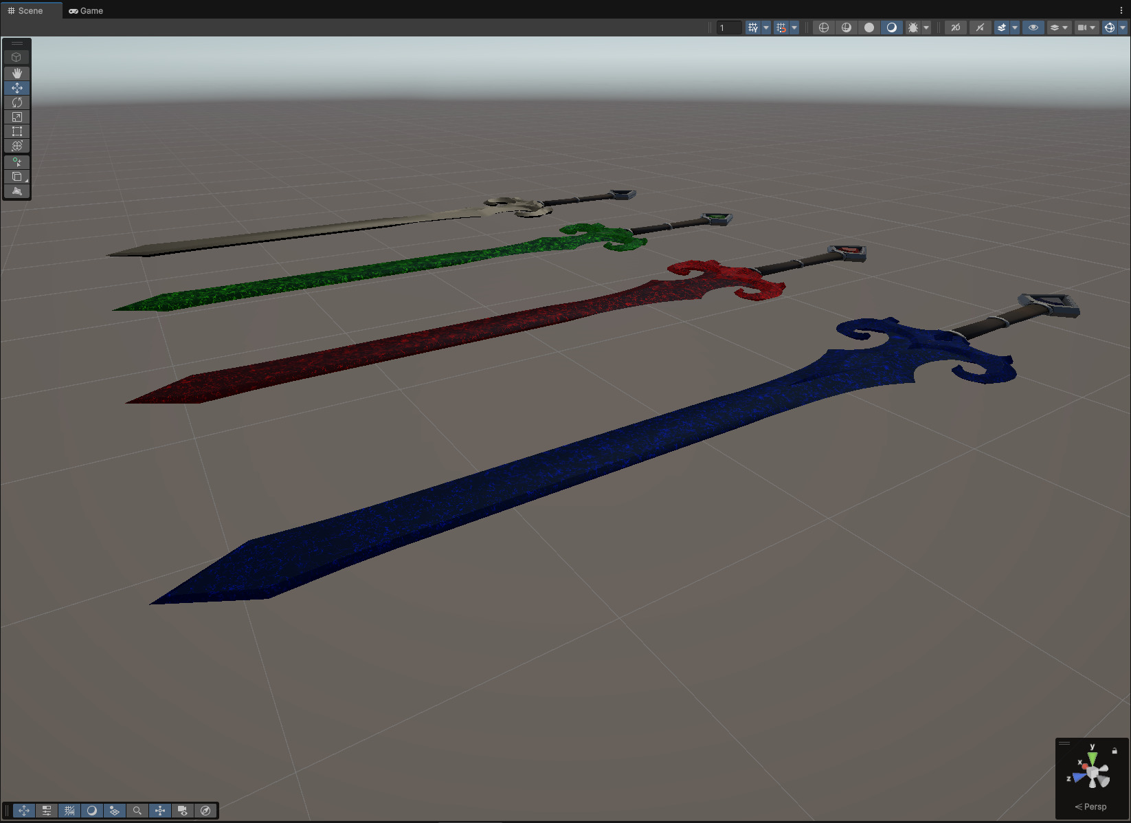 Two-hand swords pack 4 in 1 Low-poly 3D model_18