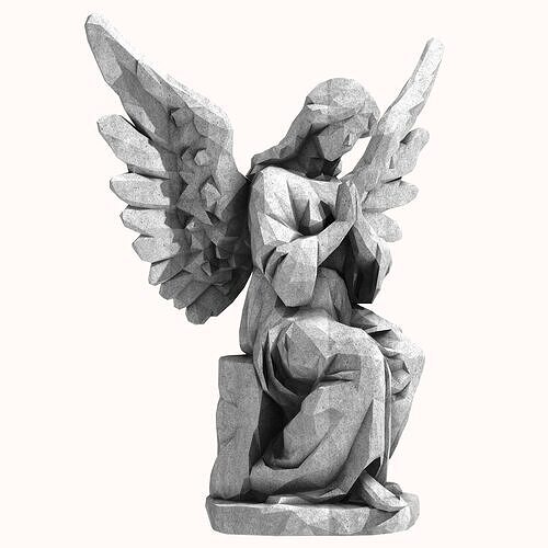 Angel statue low poly 2 3D model