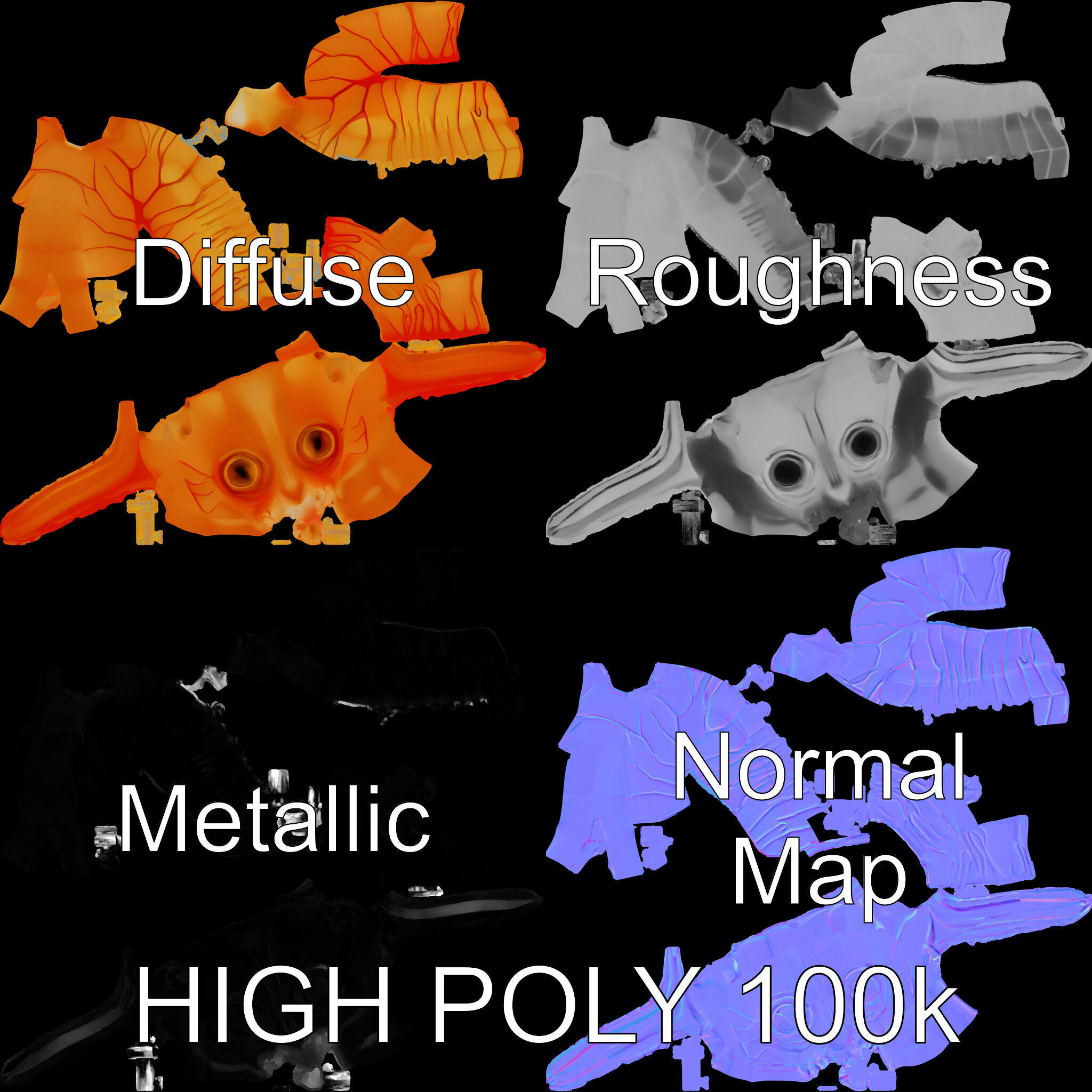 Futuristic Aquatic Creature Model Pack Low-poly 3D model_2