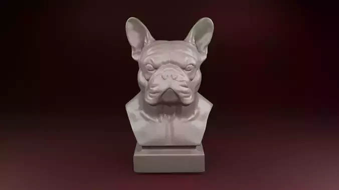 Realistic Bulldog Head 3D Print Model Franch Bulldog Bust 