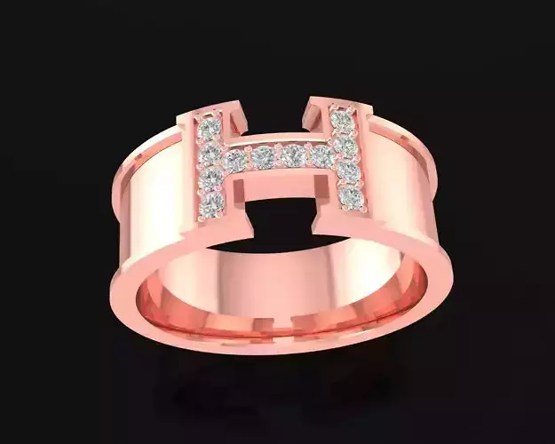 11a H letter diamond ring 3D print model