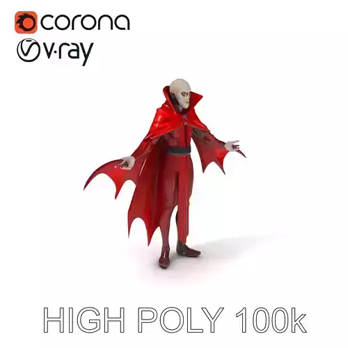 Eerie Vampire Lord D Model with HighDetail Cape and Fangs Low-poly 3D model
