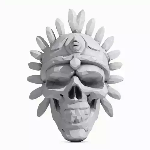 Aztec Mayan Death Skull Low Poly