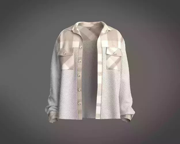 Mens shirt with texture and sherpa fabric