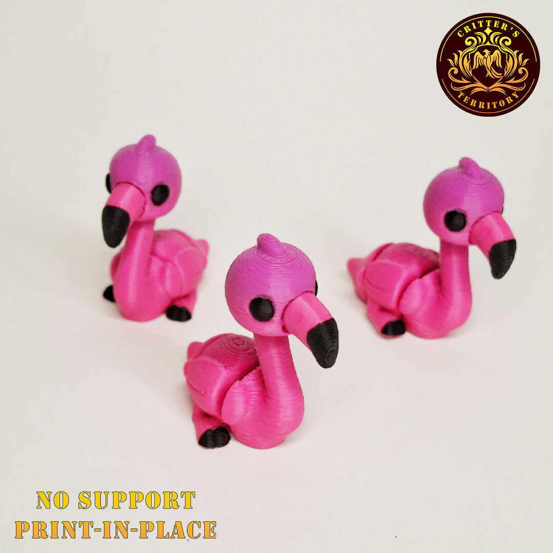Flexi Mini Flamingo No support Print in Place Articulated 3D print model_3