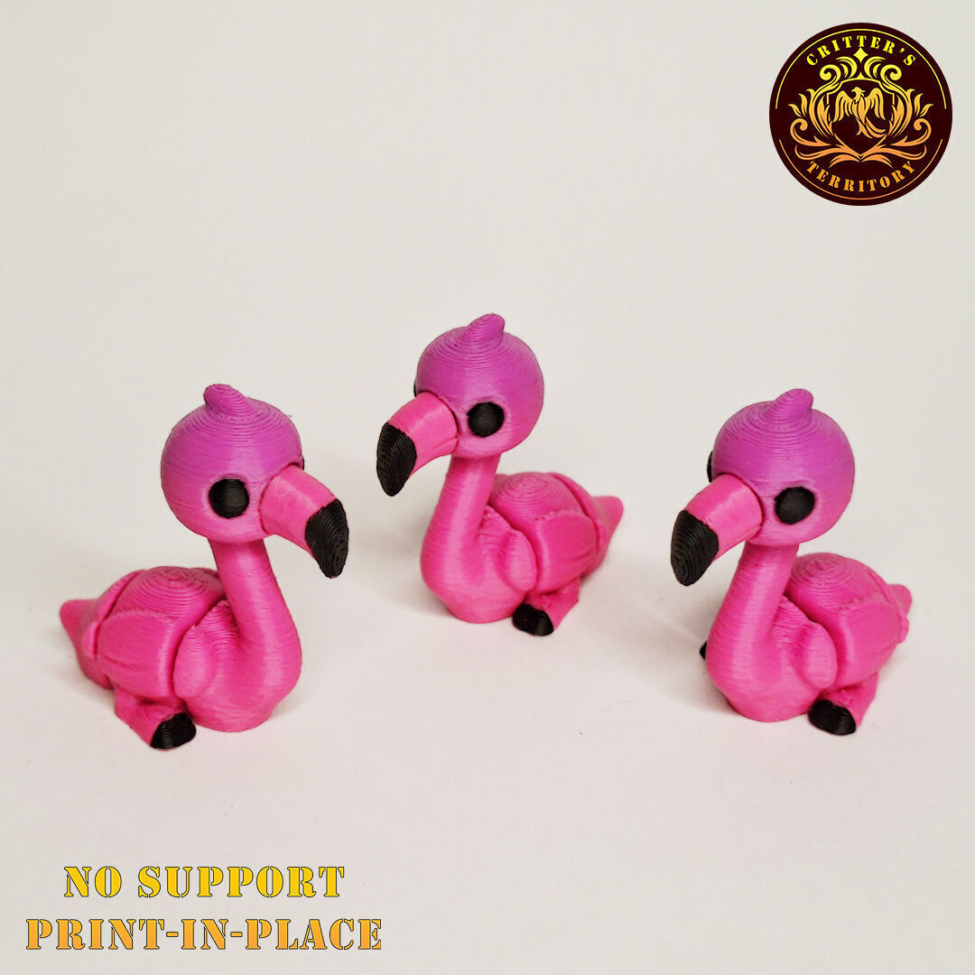 Flexi Mini Flamingo No support Print in Place Articulated 3D print model_1