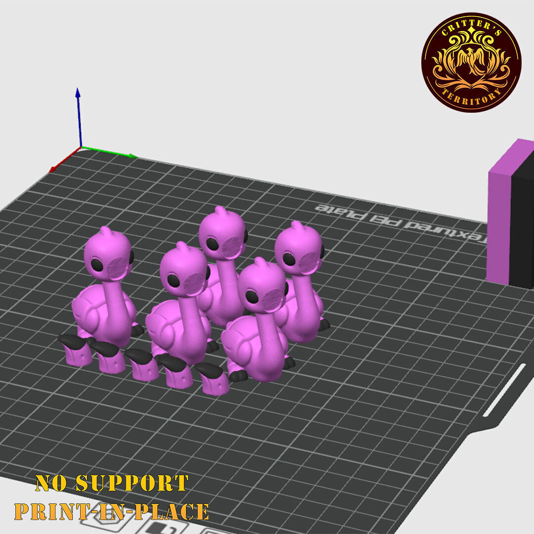 Flexi Mini Flamingo No support Print in Place Articulated 3D print model_10