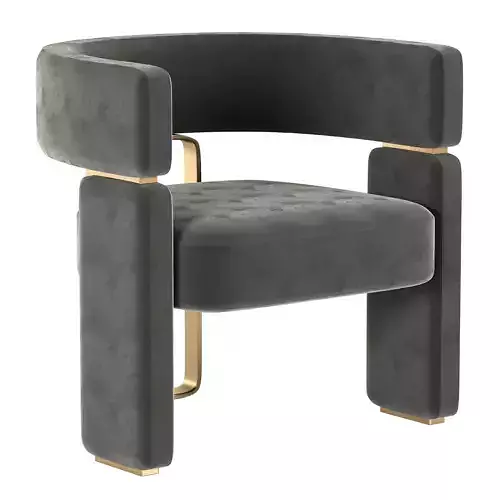 Tempo Blue Velvet Gold Chair