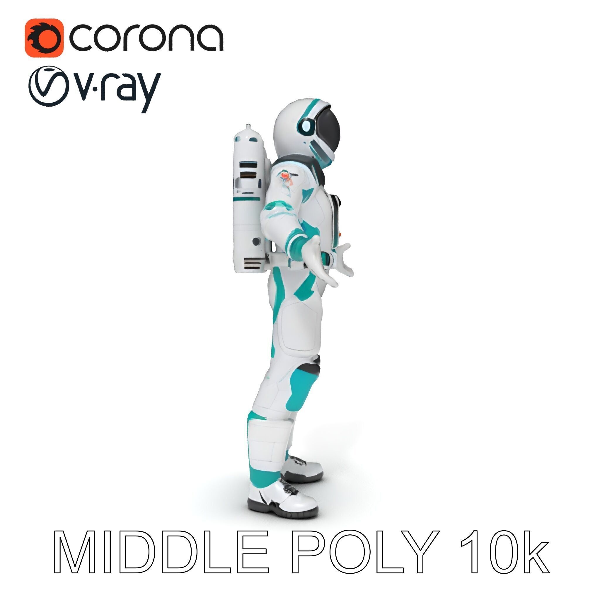 Futuristic Astronaut D Character Model with HighDetail Suit Low-poly 3D model_26