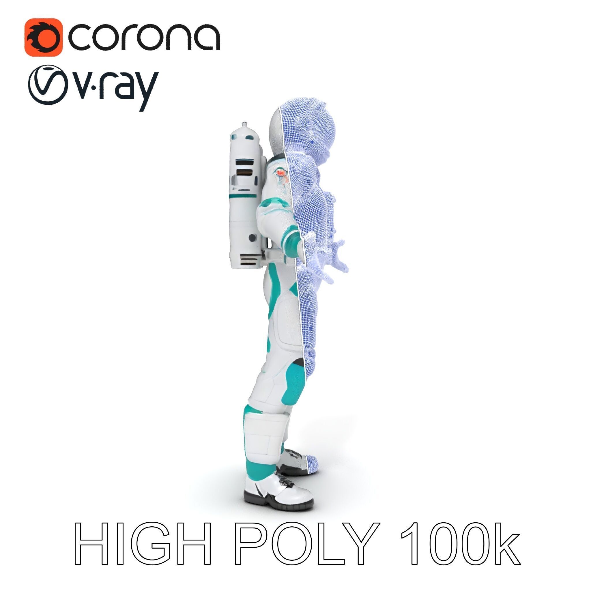 Futuristic Astronaut D Character Model with HighDetail Suit Low-poly 3D model_11
