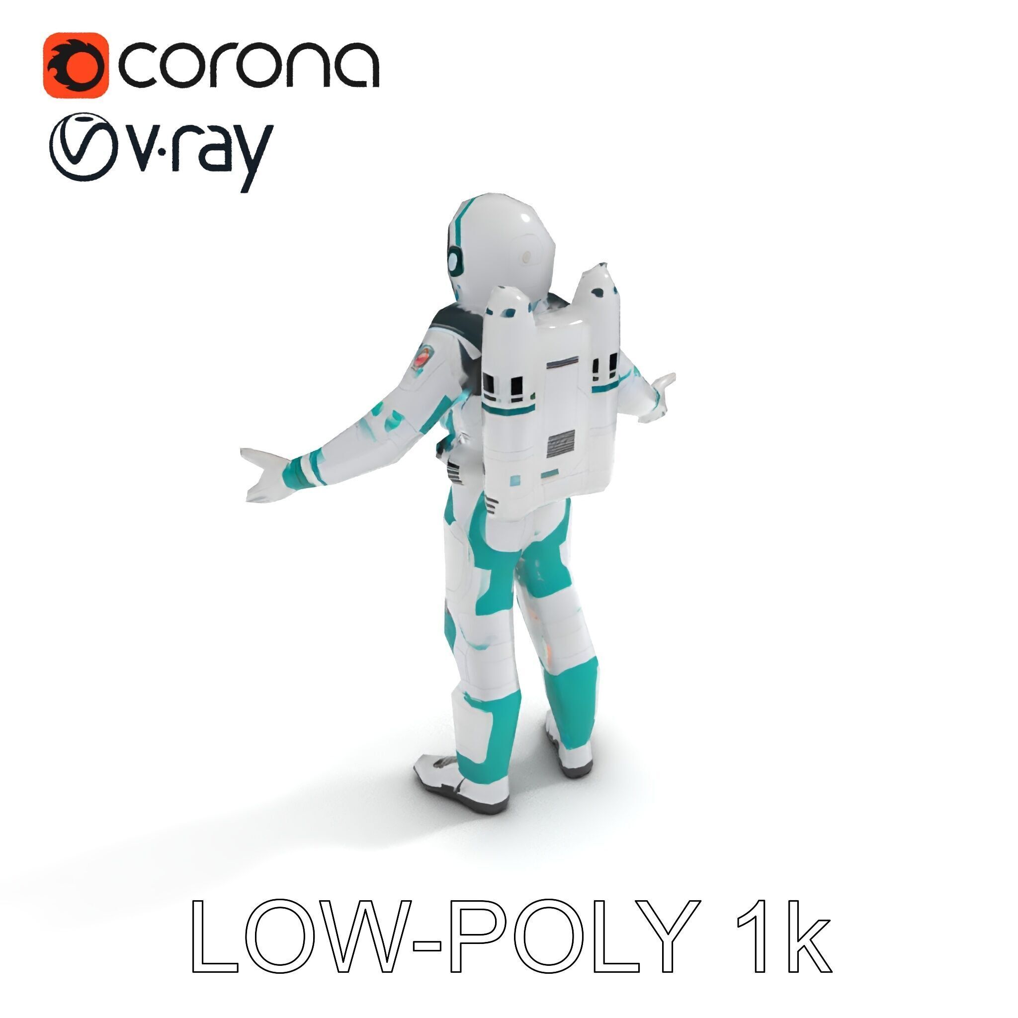 Futuristic Astronaut D Character Model with HighDetail Suit Low-poly 3D model_13