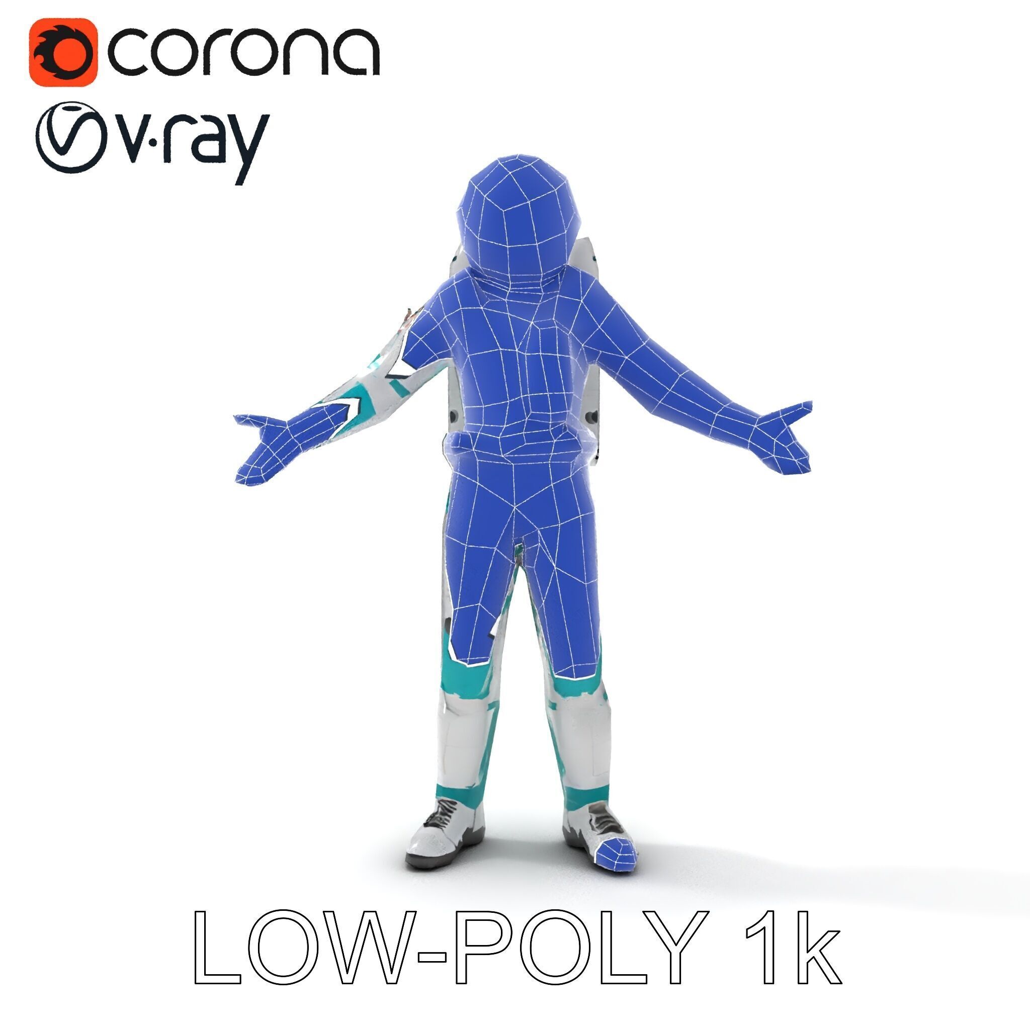 Futuristic Astronaut D Character Model with HighDetail Suit Low-poly 3D model_16