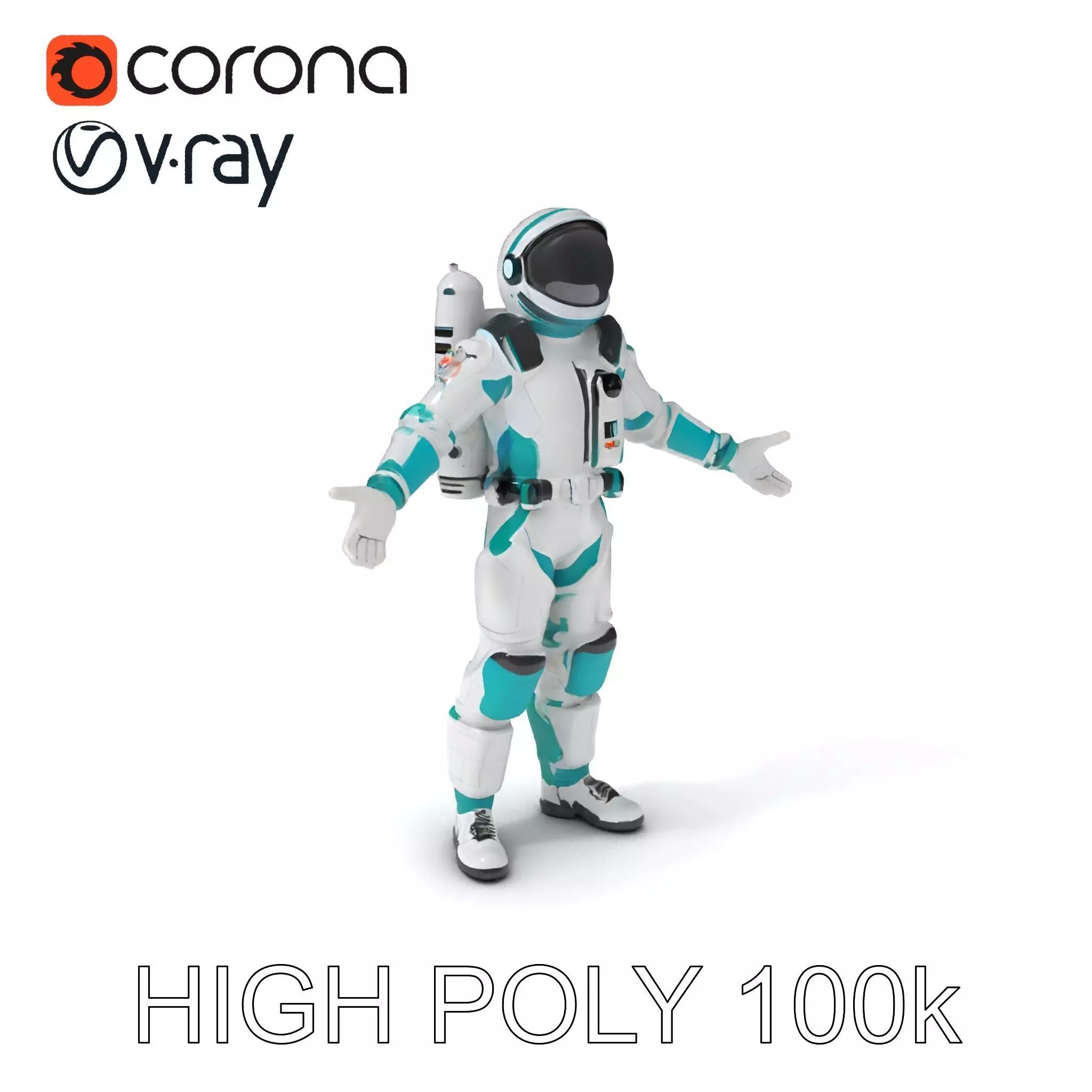 Futuristic Astronaut D Character Model with HighDetail Suit Low-poly 3D model_0