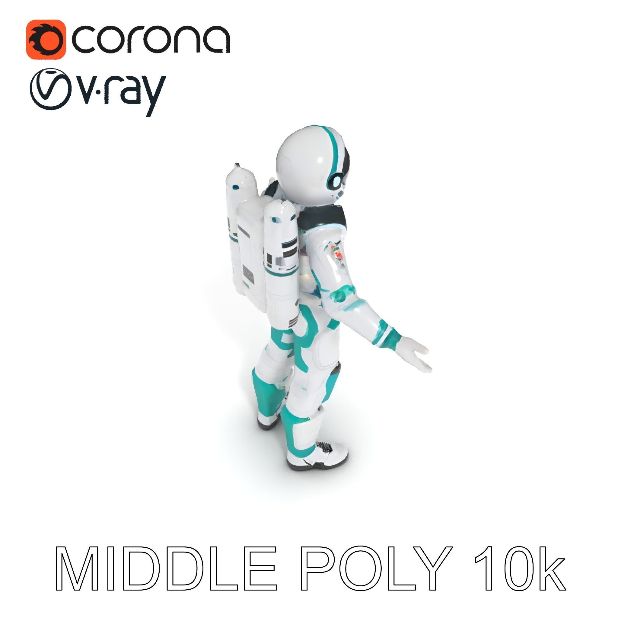 Futuristic Astronaut D Character Model with HighDetail Suit Low-poly 3D model_12