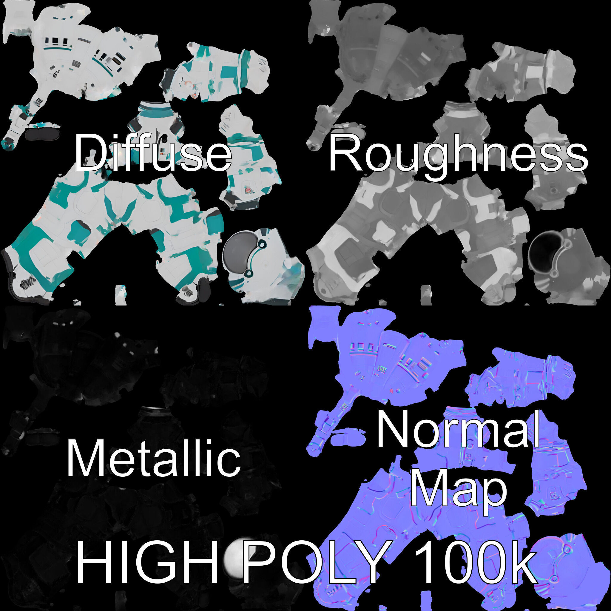 Futuristic Astronaut D Character Model with HighDetail Suit Low-poly 3D model_2