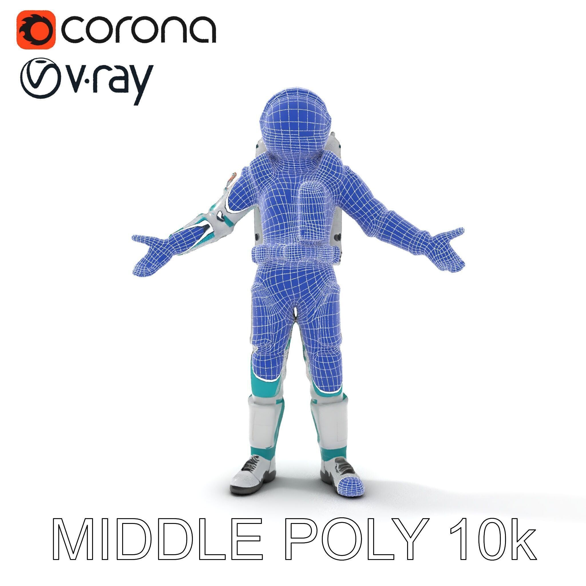 Futuristic Astronaut D Character Model with HighDetail Suit Low-poly 3D model_29