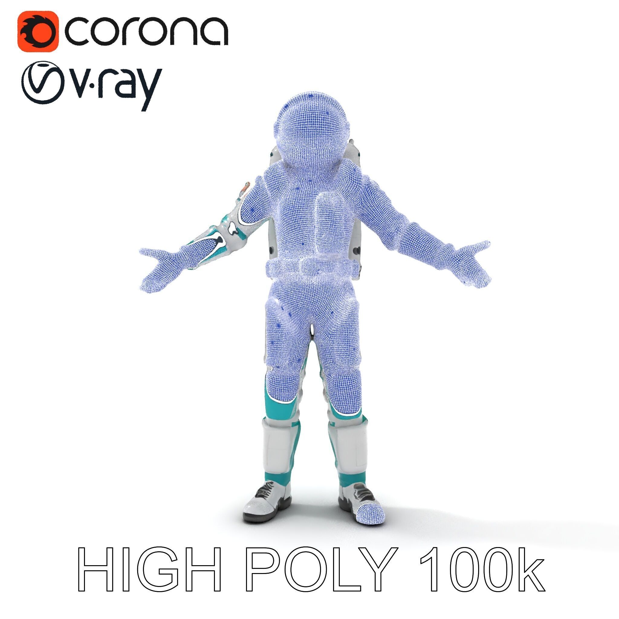 Futuristic Astronaut D Character Model with HighDetail Suit Low-poly 3D model_34