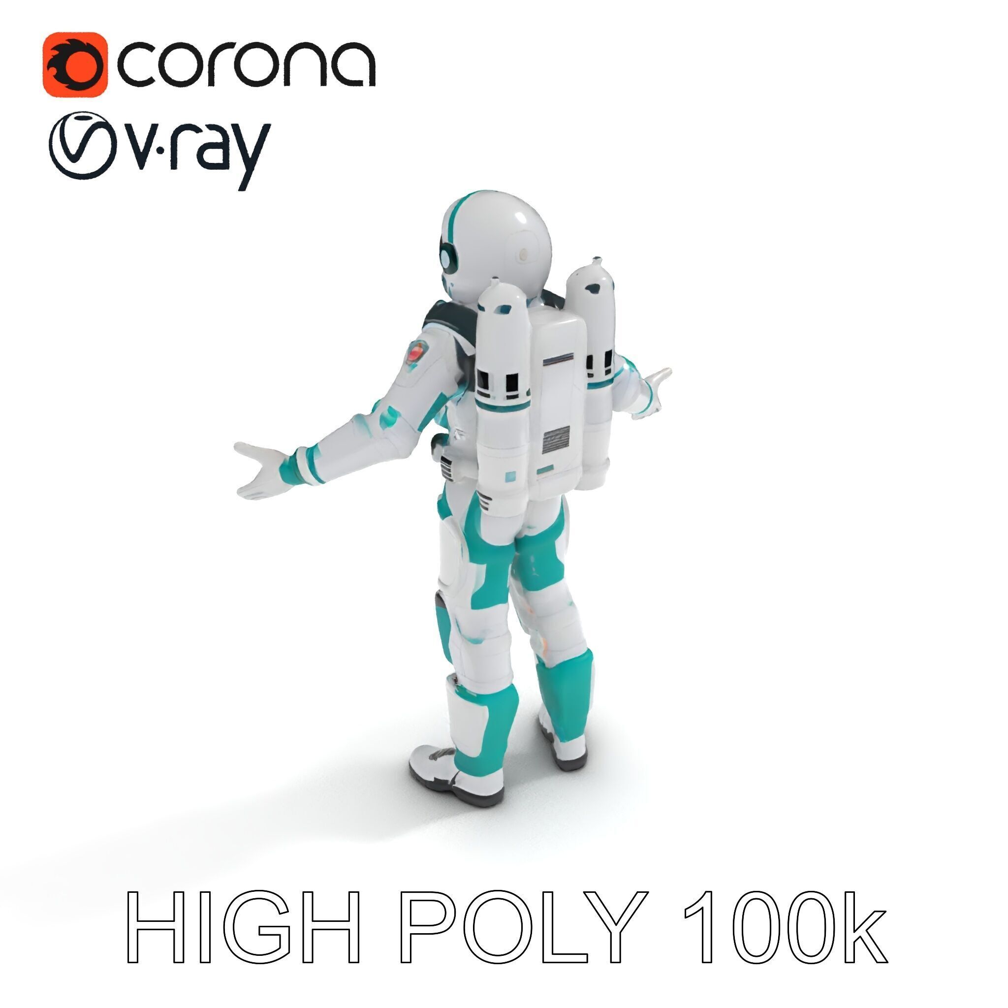 Futuristic Astronaut D Character Model with HighDetail Suit Low-poly 3D model_36