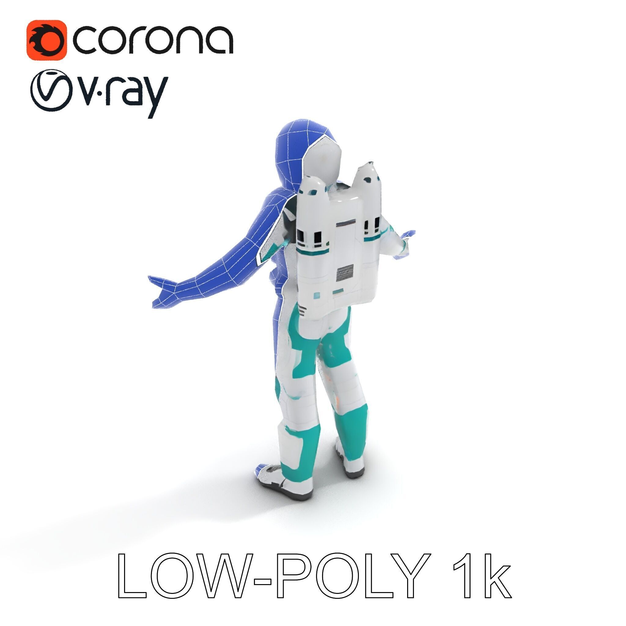 Futuristic Astronaut D Character Model with HighDetail Suit Low-poly 3D model_22