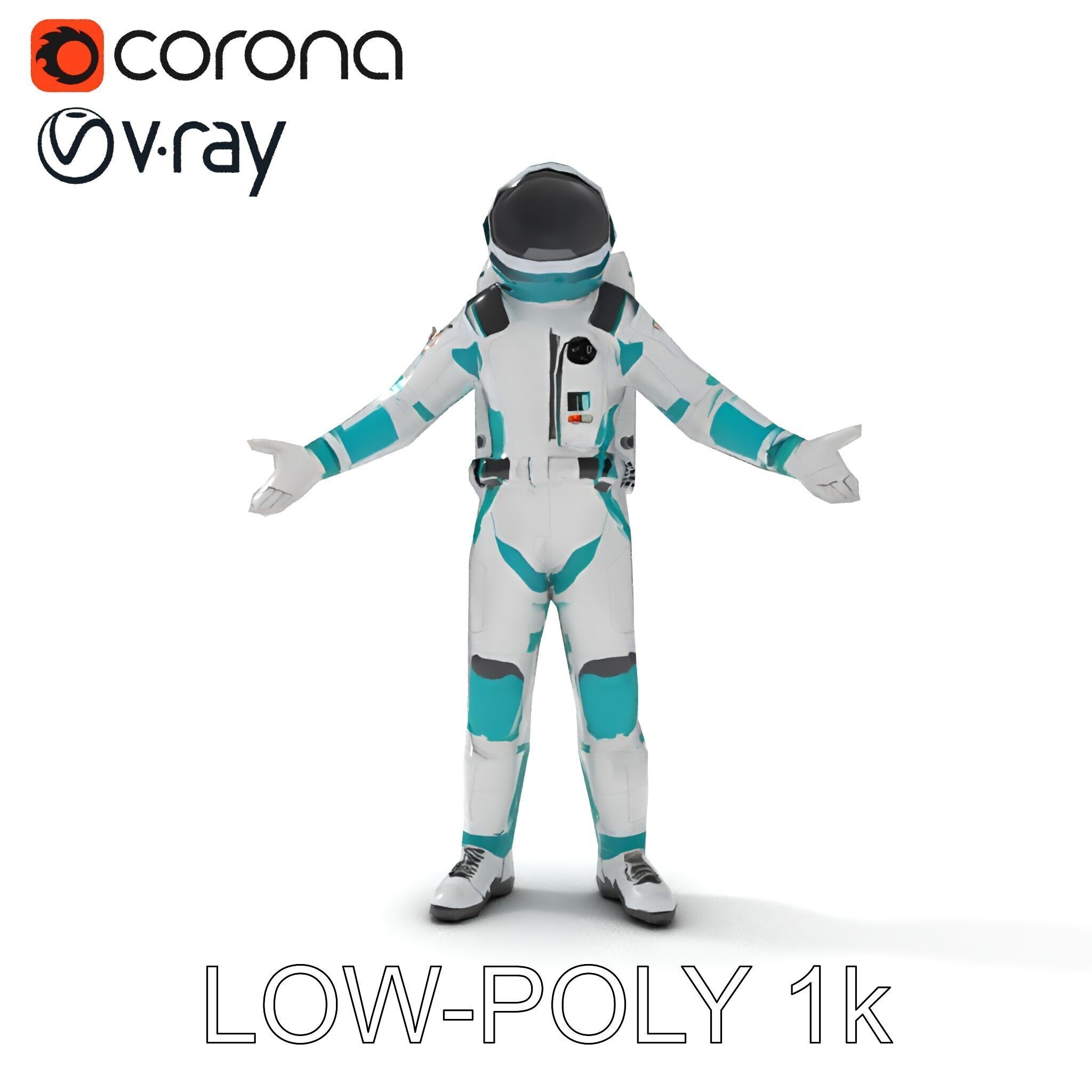 Futuristic Astronaut D Character Model with HighDetail Suit Low-poly 3D model_25