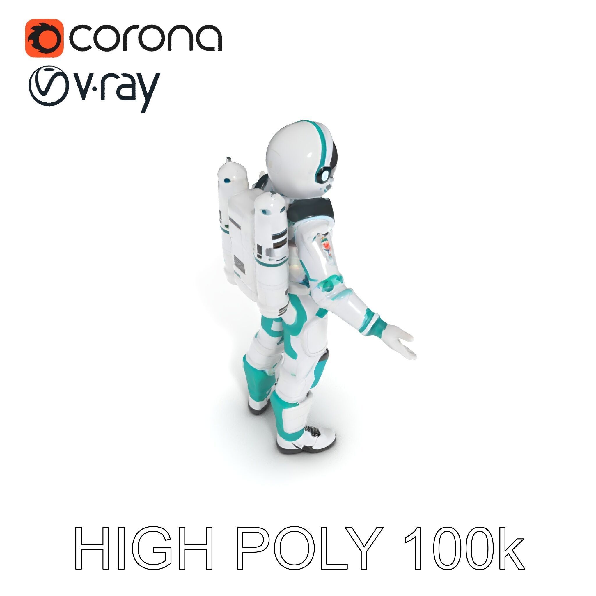 Futuristic Astronaut D Character Model with HighDetail Suit Low-poly 3D model_23