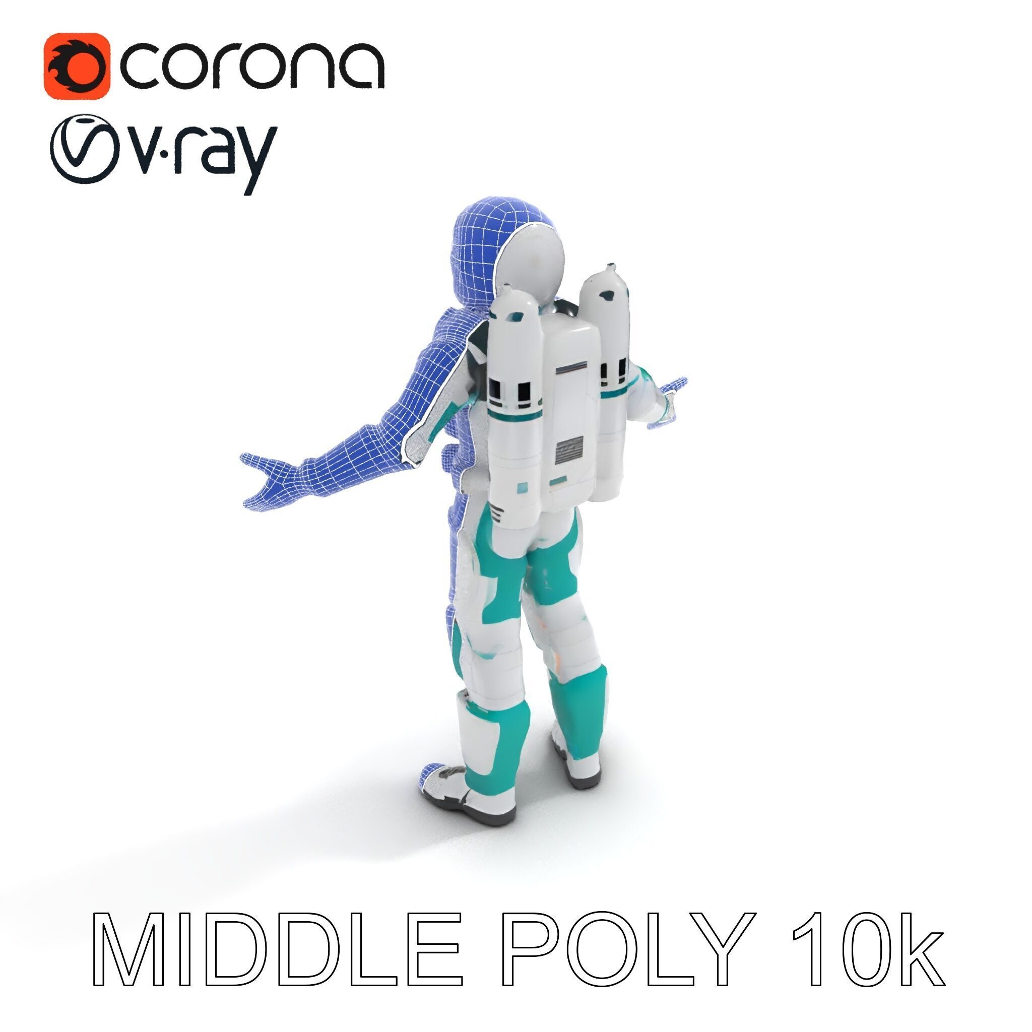 Futuristic Astronaut D Character Model with HighDetail Suit Low-poly 3D model_19