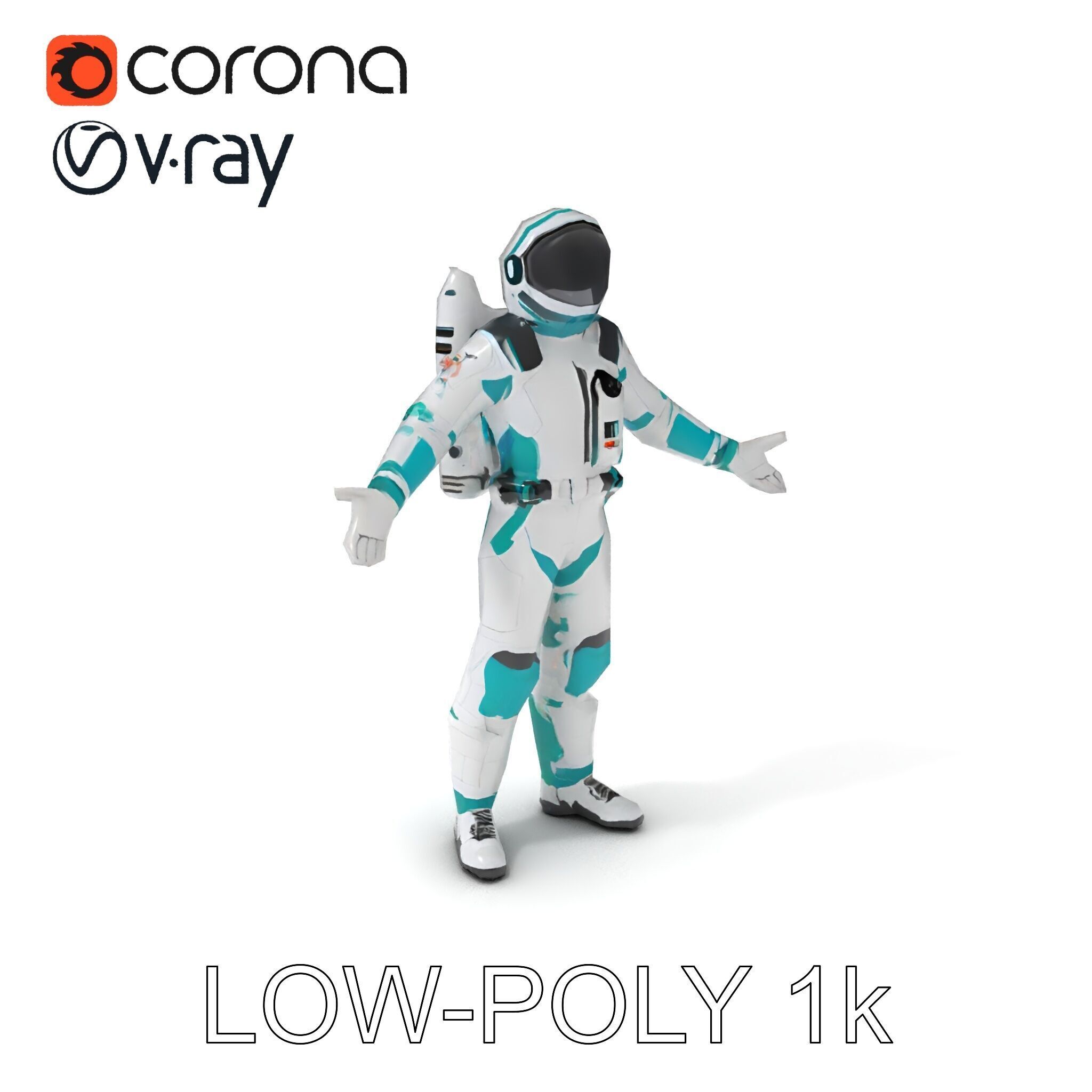 Futuristic Astronaut D Character Model with HighDetail Suit Low-poly 3D model_7