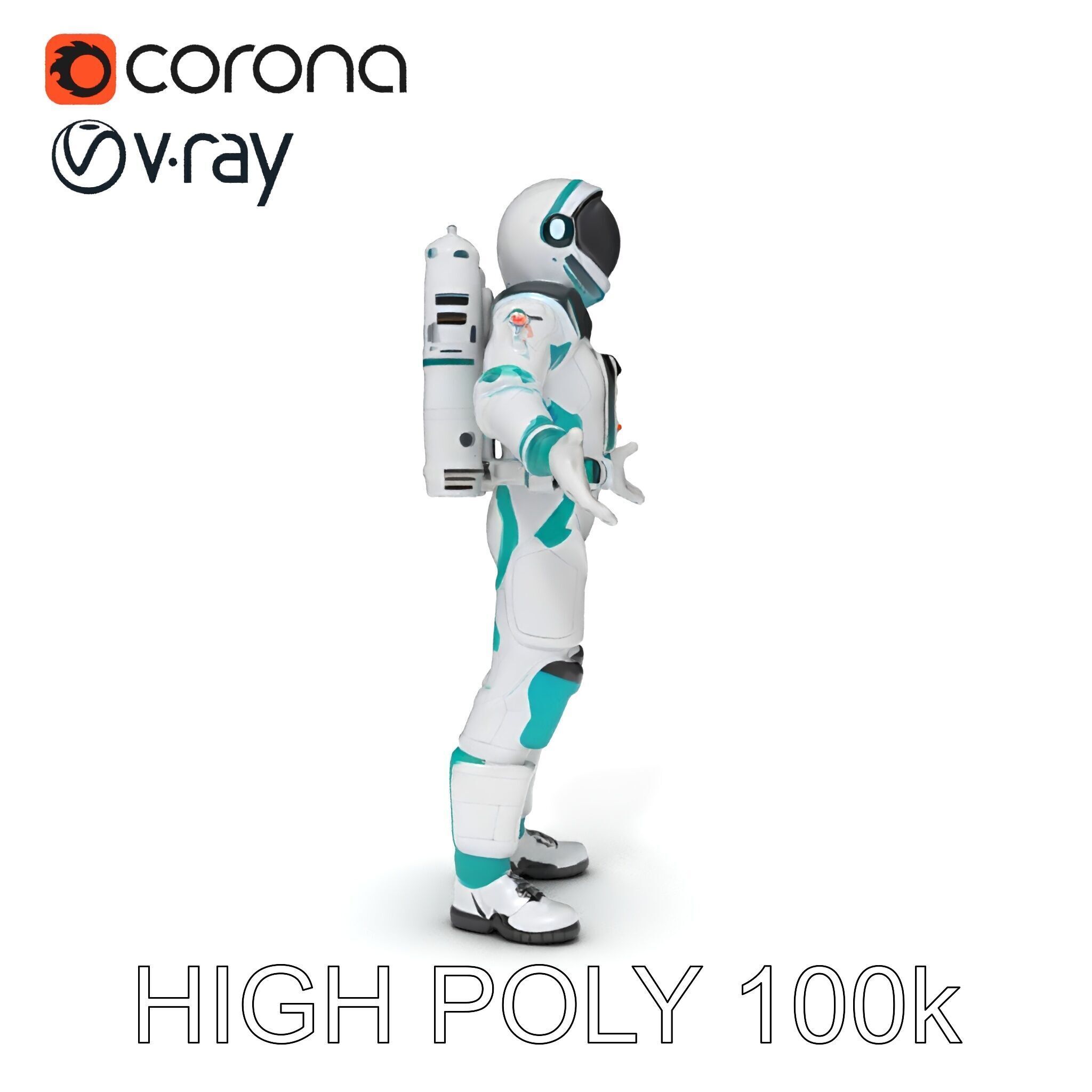 Futuristic Astronaut D Character Model with HighDetail Suit Low-poly 3D model_14