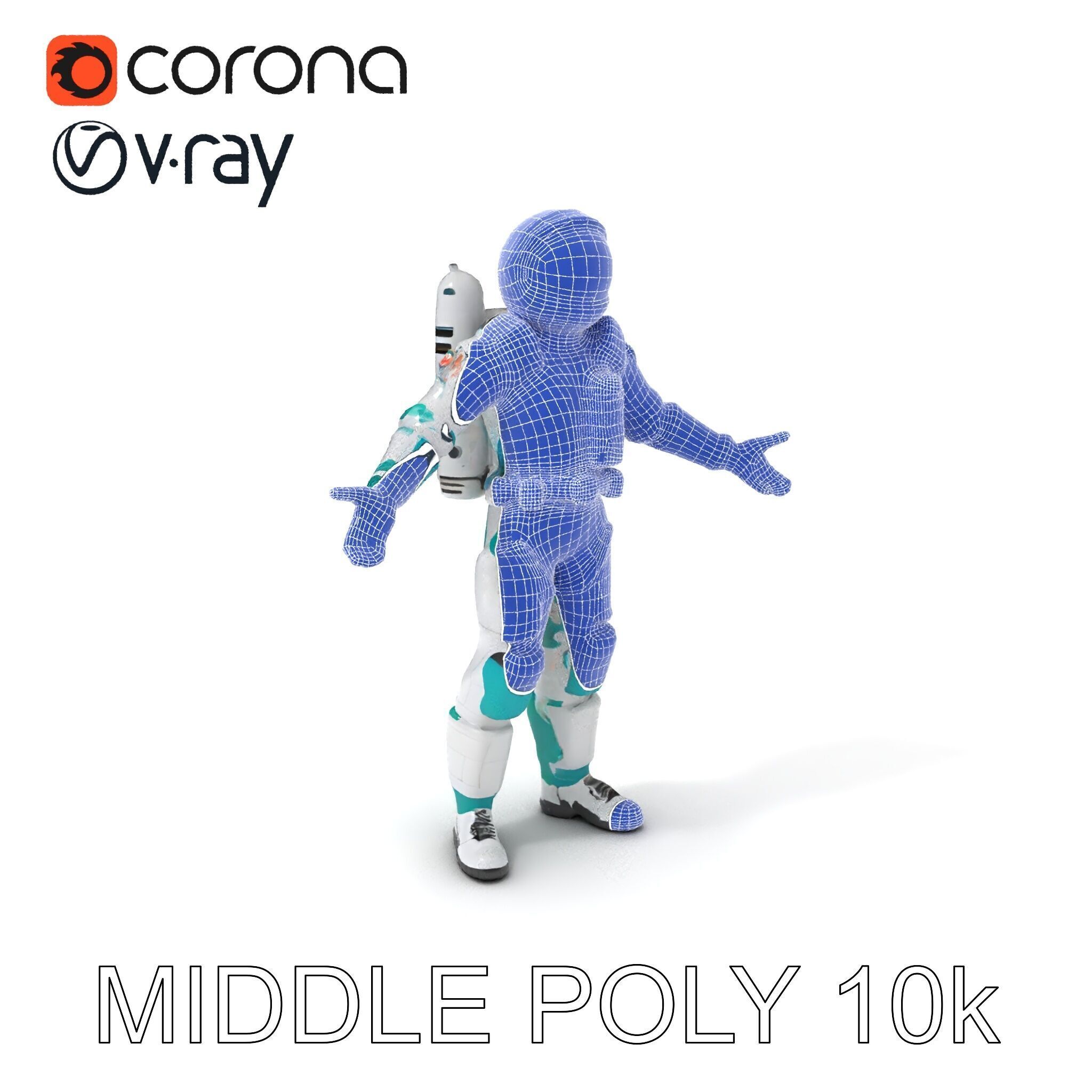 Futuristic Astronaut D Character Model with HighDetail Suit Low-poly 3D model_32