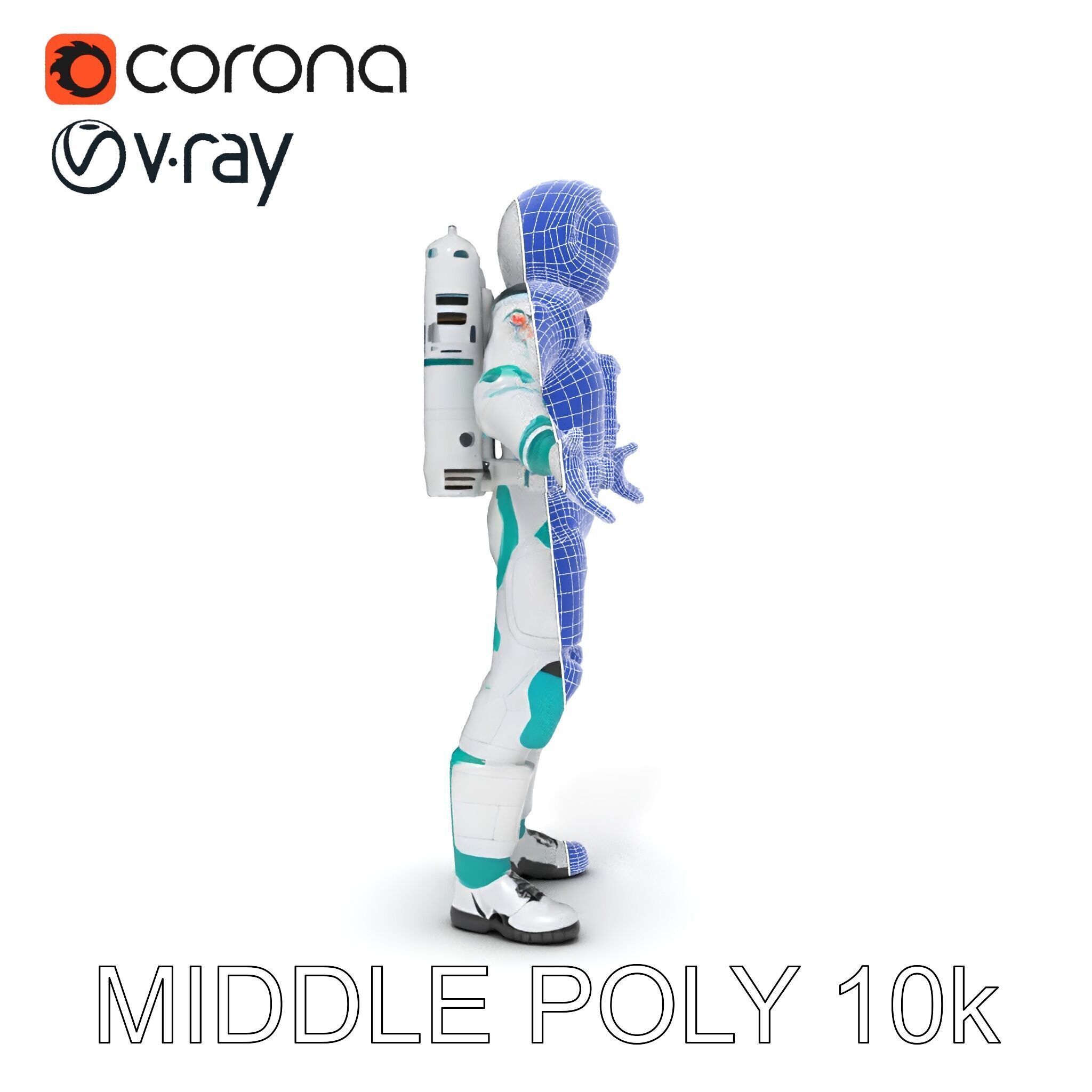 Futuristic Astronaut D Character Model with HighDetail Suit Low-poly 3D model_6
