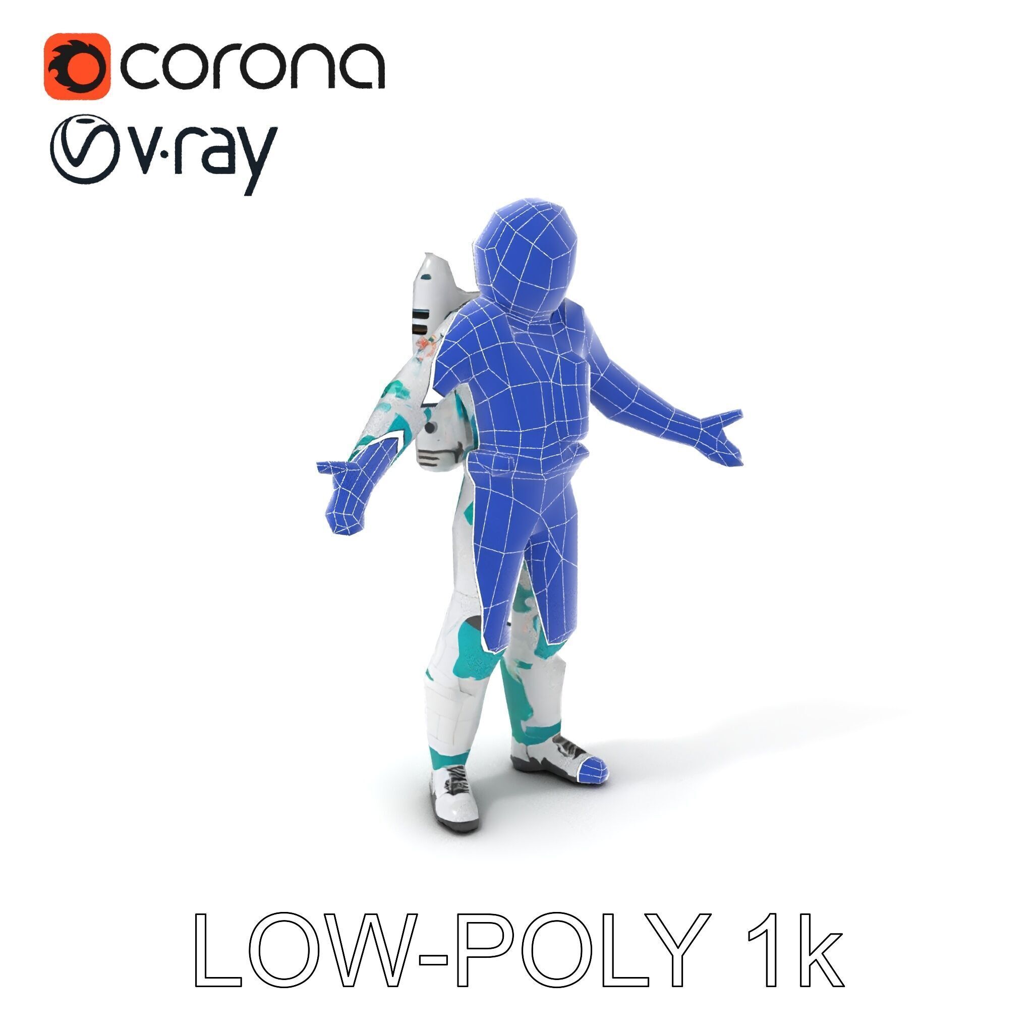 Futuristic Astronaut D Character Model with HighDetail Suit Low-poly 3D model_18