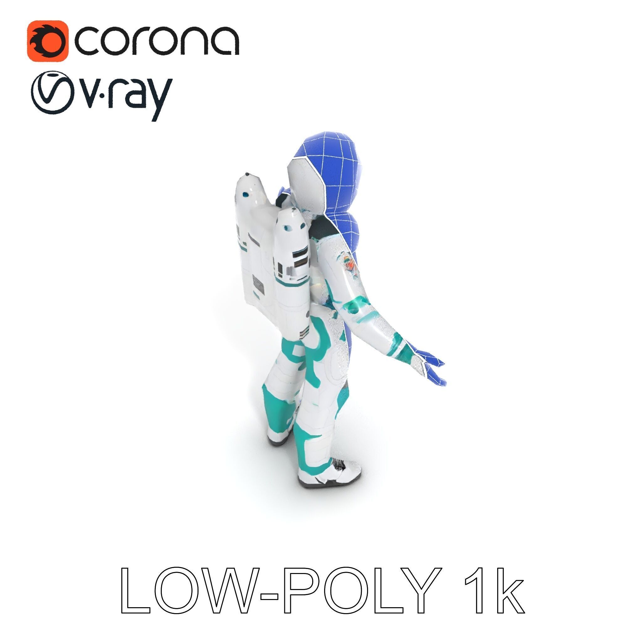 Futuristic Astronaut D Character Model with HighDetail Suit Low-poly 3D model_33